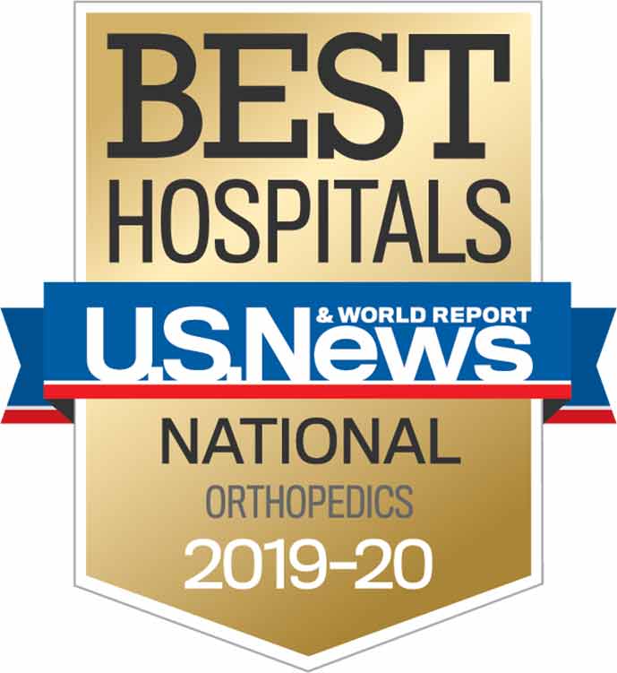 Banner image of U.S. News & World Report Best Hospitals - National Orthopedics 2019-20.