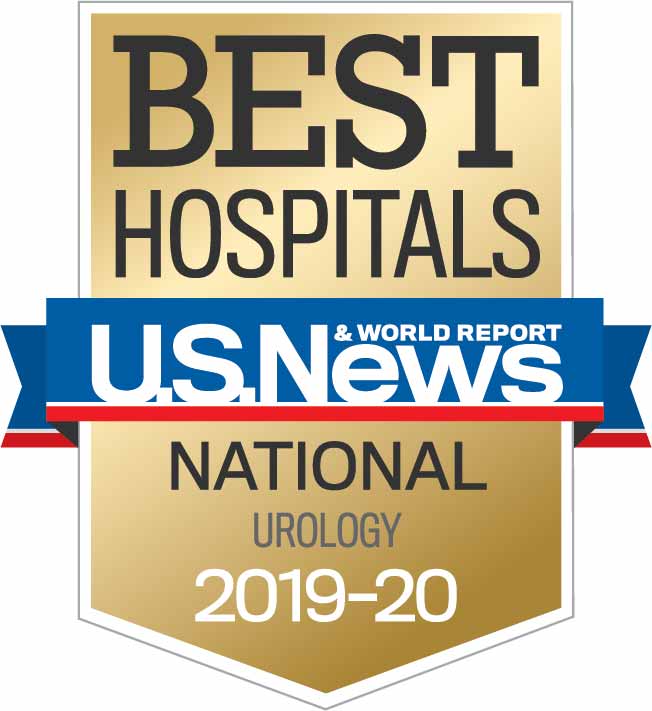 Banner image of U.S. News & World Report Best Hospitals – National Urology 2019-20.